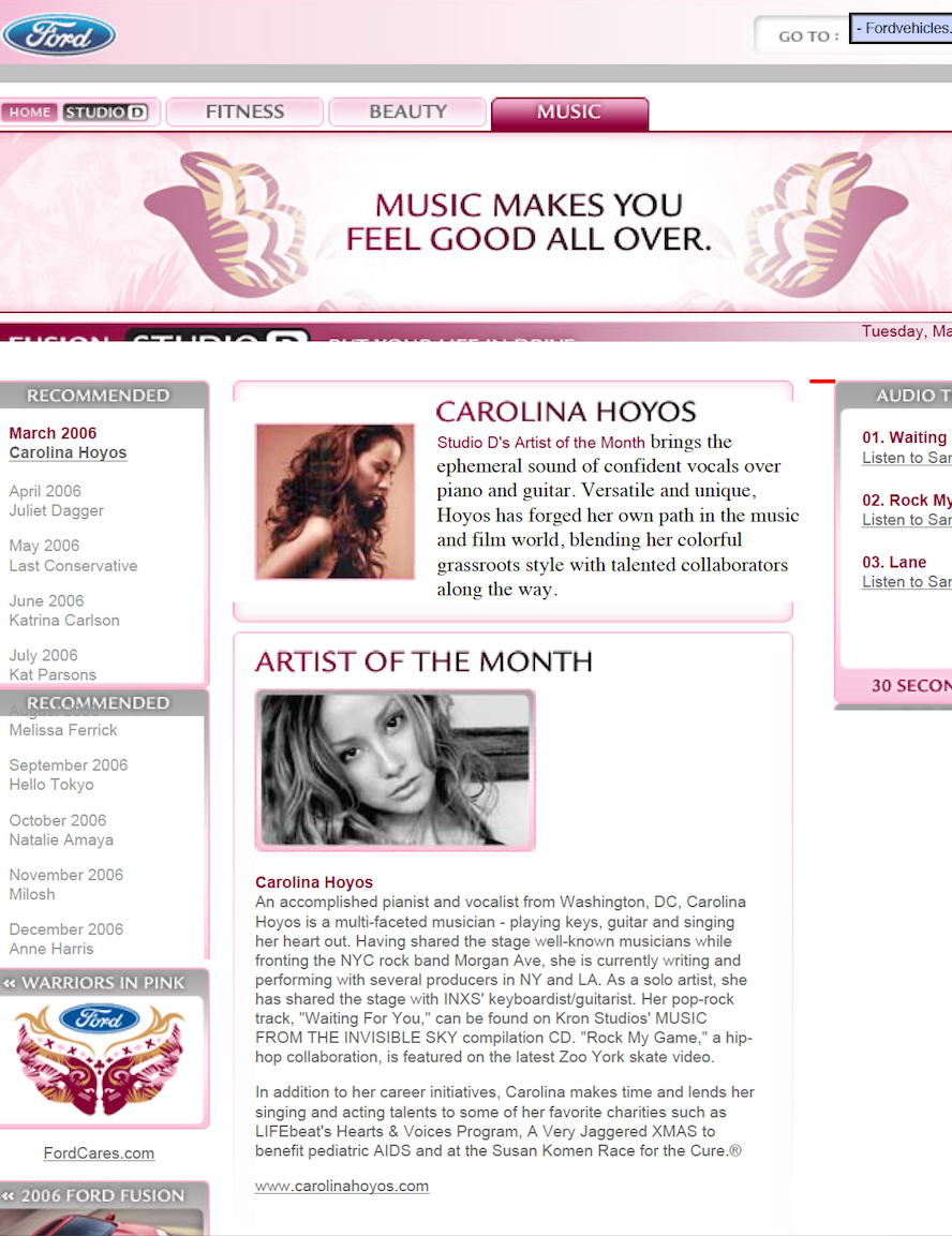 Ford Fusion Artist of the Month Singer Songwriter Actress A Girl I Know | Carolina Hoyos
