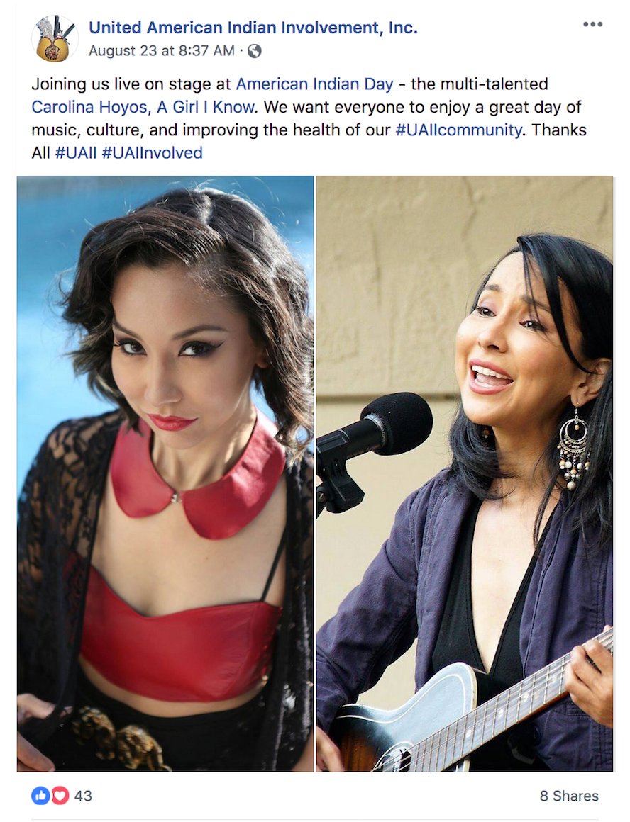 Singer Songwriter Actress A Girl I Know | Carolina Hoyos at American Indian Day