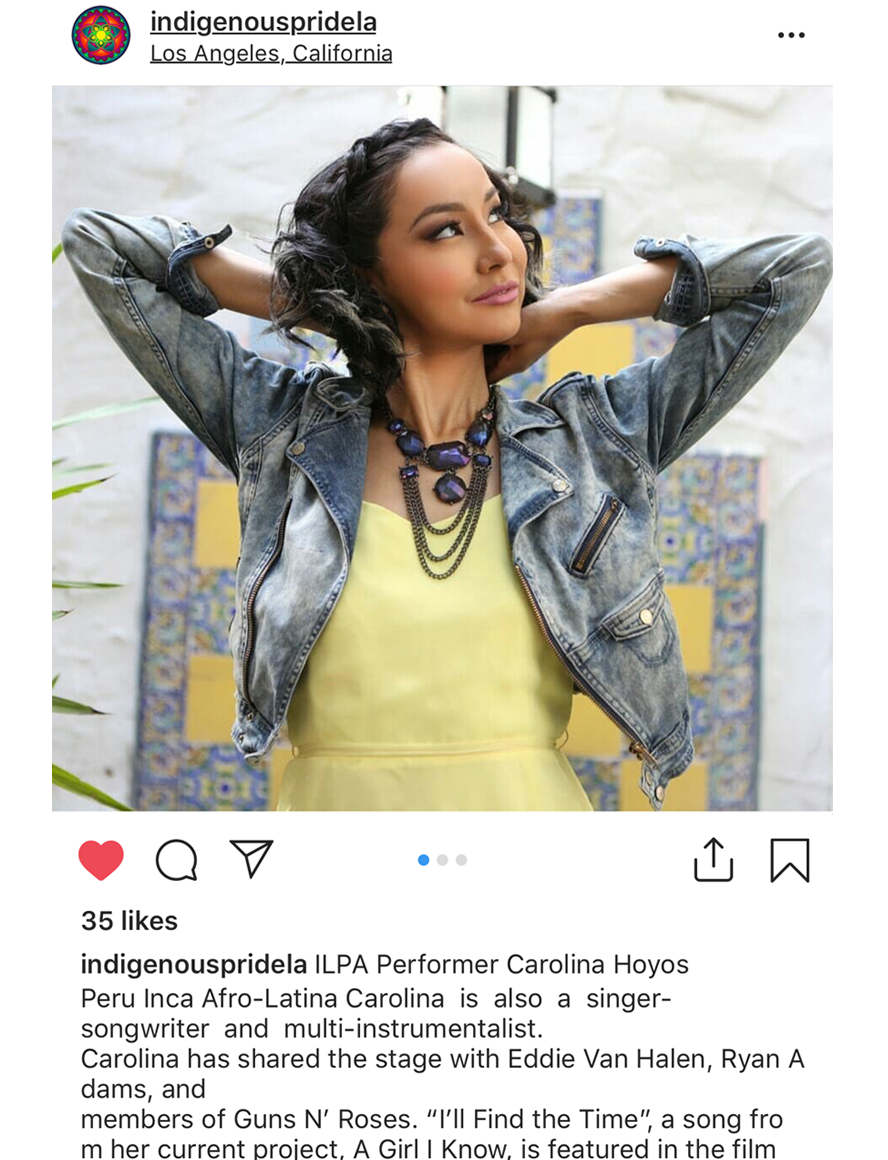 Singer Songwriter Actress A Girl I Know | Carolina Hoyos at Indigenous Pride LA 2018