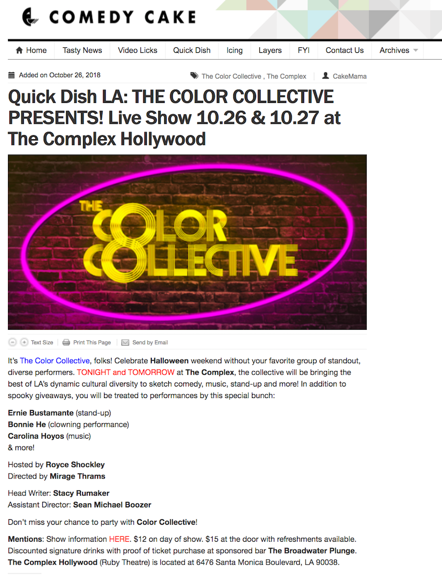 Singer Songwriter Actress A Girl I Know | Carolina Hoyos in The Color Collective Live! on Comedy Cake