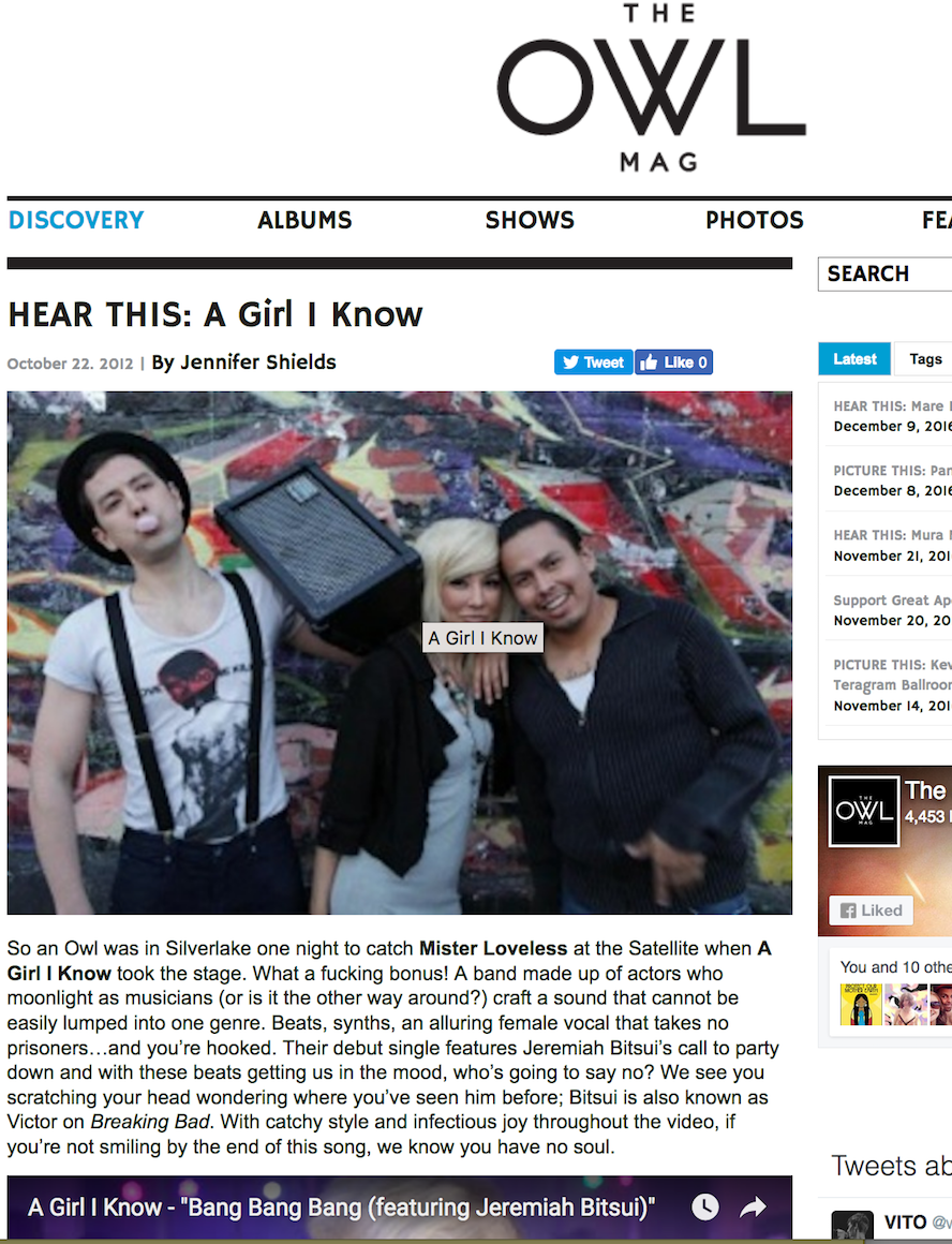 Singer Songwriter Actress A Girl I Know | Carolina Hoyos in The Owl Mag